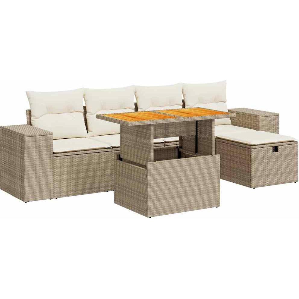VidaXL, Gartenlounge, Gartenmöbel Sofa Garnitur Gartengarnitur Garten Sitzgruppe 6-tlg. Beige