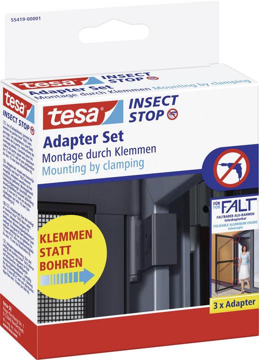 Produktbild tesa FALT Insektenschutz Adapter für Türen, Tür-Klemme für die Montage ohne Bohren oder Schrauben