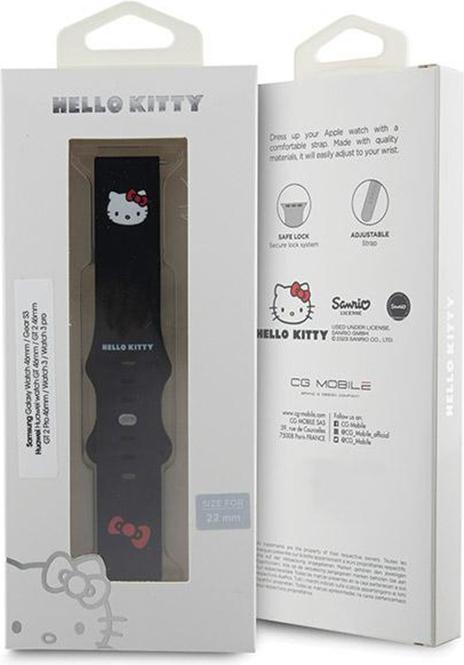 Actual product image Hello Kitty Pasek Uniwersalny HKUWLSCHBLK Silicone Kitty Head czarny/black 22mm (22 mm, Stainless steel, Silicone)