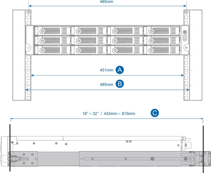 Actual product image QNAP 2U rail kit