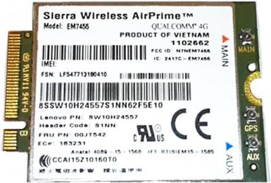 Actual product image Lenovo ThinkPad EM7455 4G LTE Mobile Broadband (PCI)