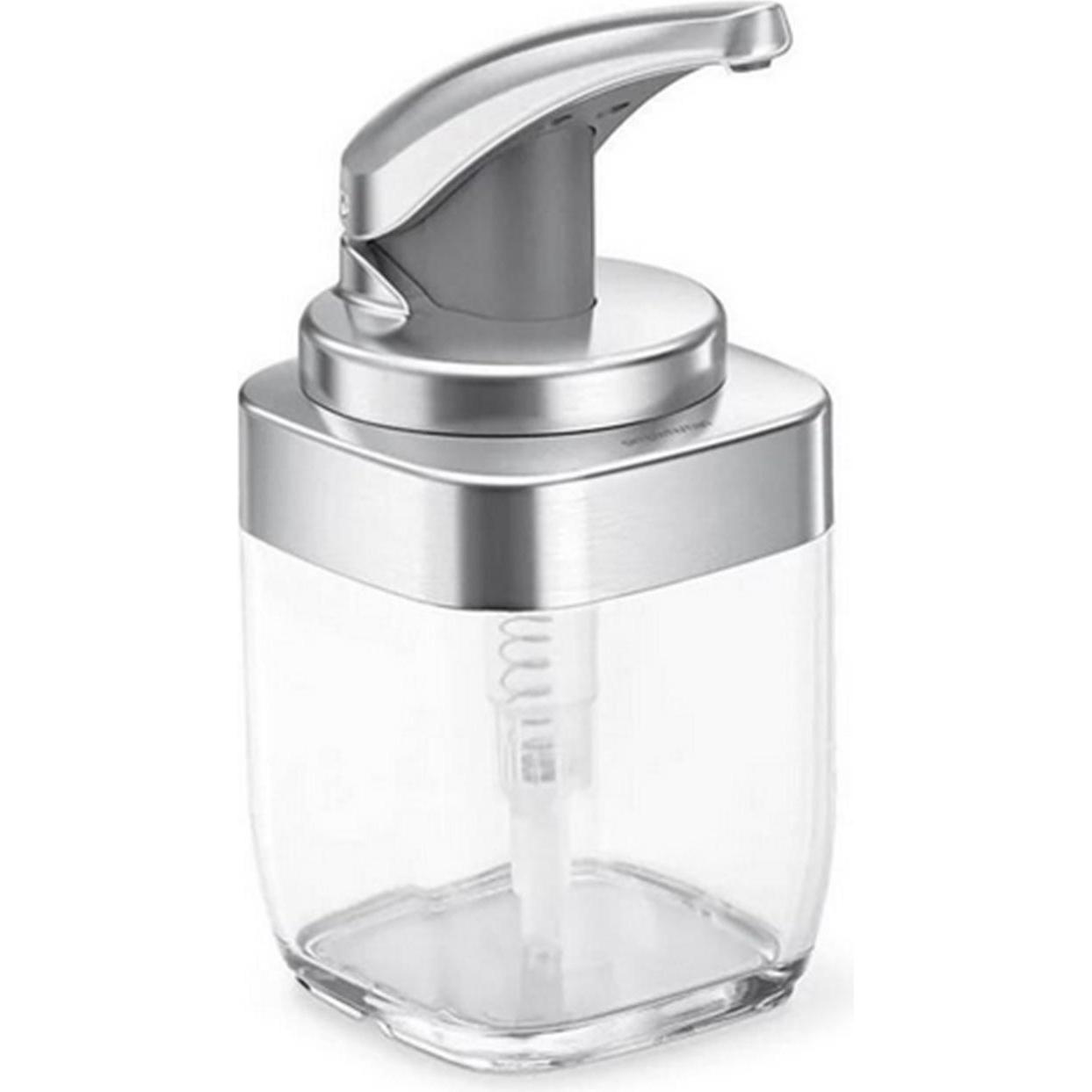 Simplehuman, Seifenspender + Seifenschale, Seifenspender 444 ml, Silber/Transparent