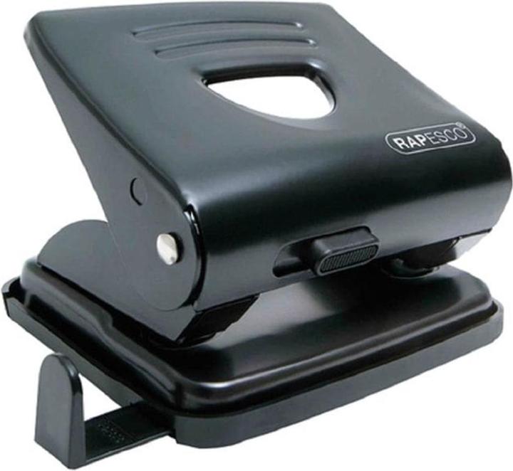 Rapesco 1030 825 Perforateur métallique 2 trous, capacité de perforation 25 feuilles, noir