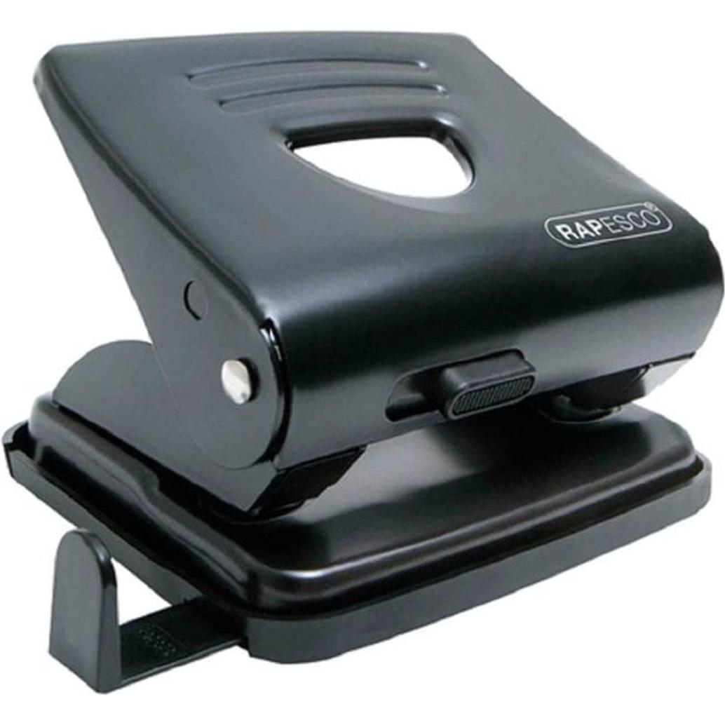 Rapesco, Perforatore, 1030 825 Punzone metallico a 2 pieghe, capacità di punzonatura 25 fogli, nero