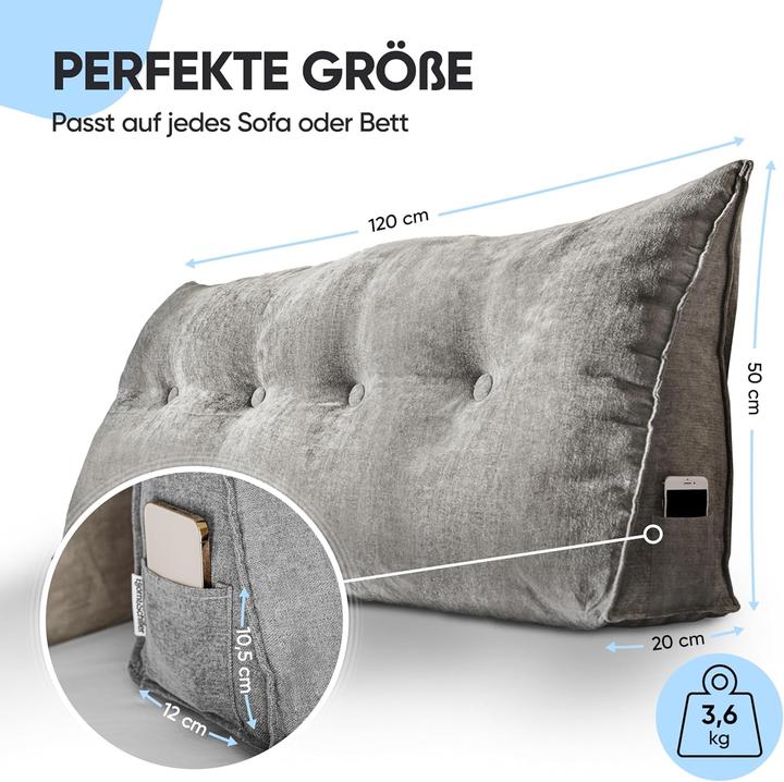 Actual product image Björn&Schiller Rückenkissen Lesekissen für Bett und Sofa (120 cm)
