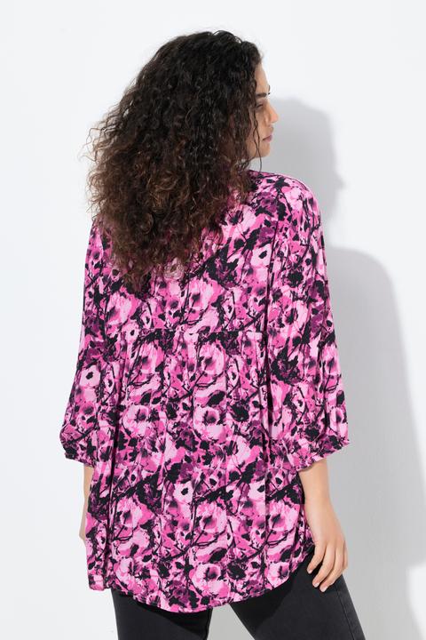 Produktbild Ulla Popken Tunika, Blüten, Tunika-Ausschnitt, 3/4-Arm (50, 52)