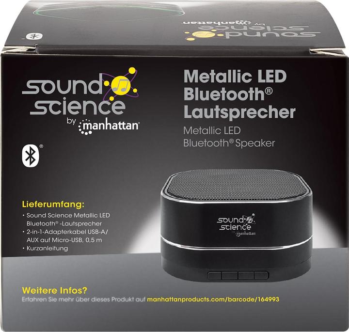 Actual product image Manhattan Sound Science Metallic LED Bluetooth® Speaker (6 h, Battery operated)
