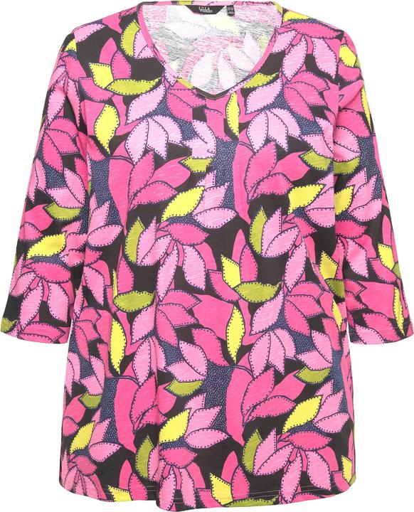 Produktbild Ulla Popken Shirt, Blätter, A-Linie, V-Ausschnitt, 3/4-Arm (46, 48)