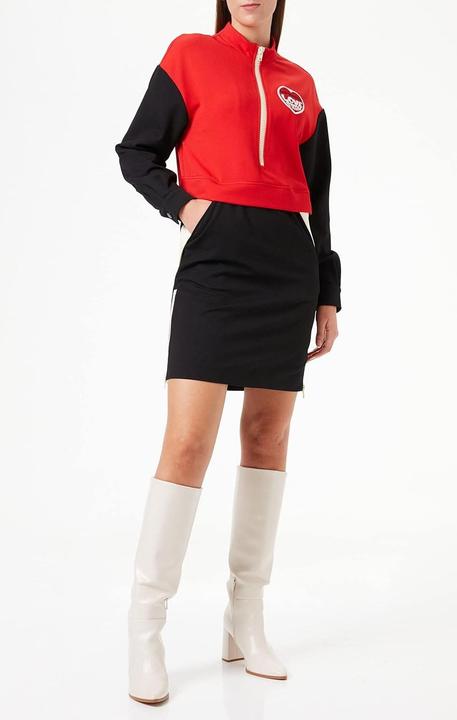 Actual product image Love Moschino Long-Sleeved Comfort Fit Dress with Contrast Inserts, Side Zippers, and Knit Heart Patch (46)