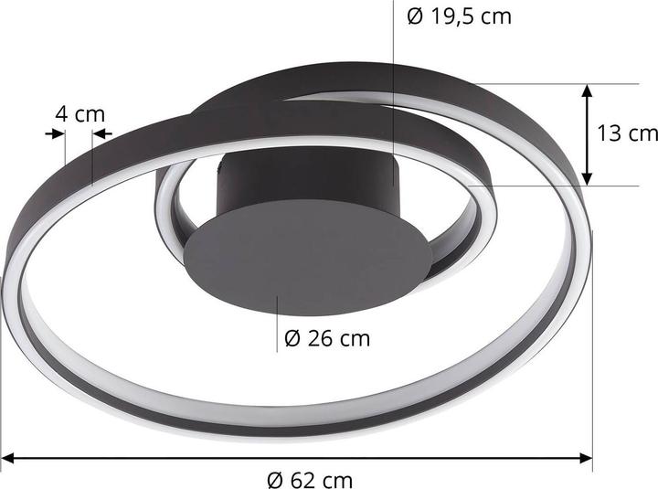 Produktbild Lindby Erlinik LED-Deckenleuchte, stepdim, schwarz (2200 lm)