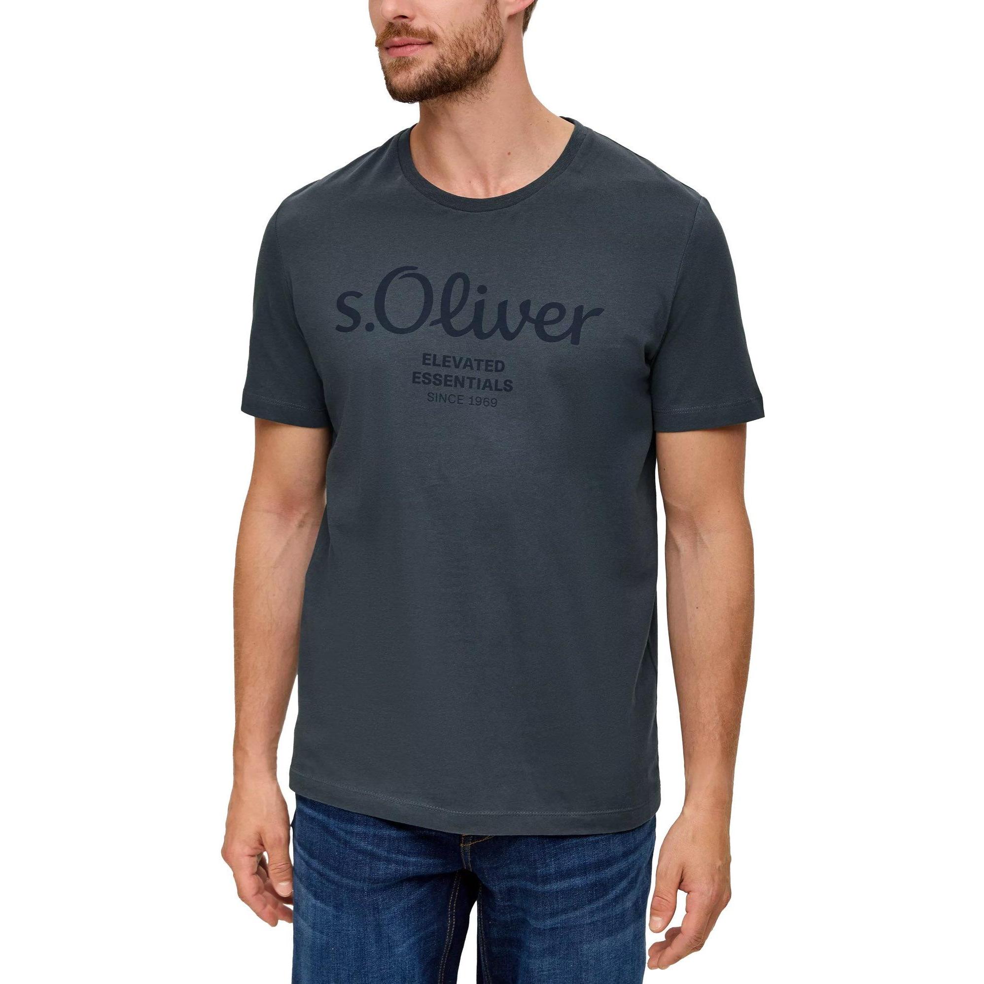 Thumbnail - S.Oliver, Herren, Shirt, T-Shirt Casual Bequem sitzend Logo T-Shirt, Grau, (L)