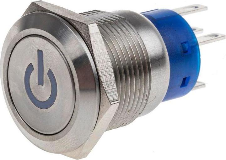 Produktbild RS PRO 19mm,stainless,SPST,ltch,Pwr,Whte,24V
