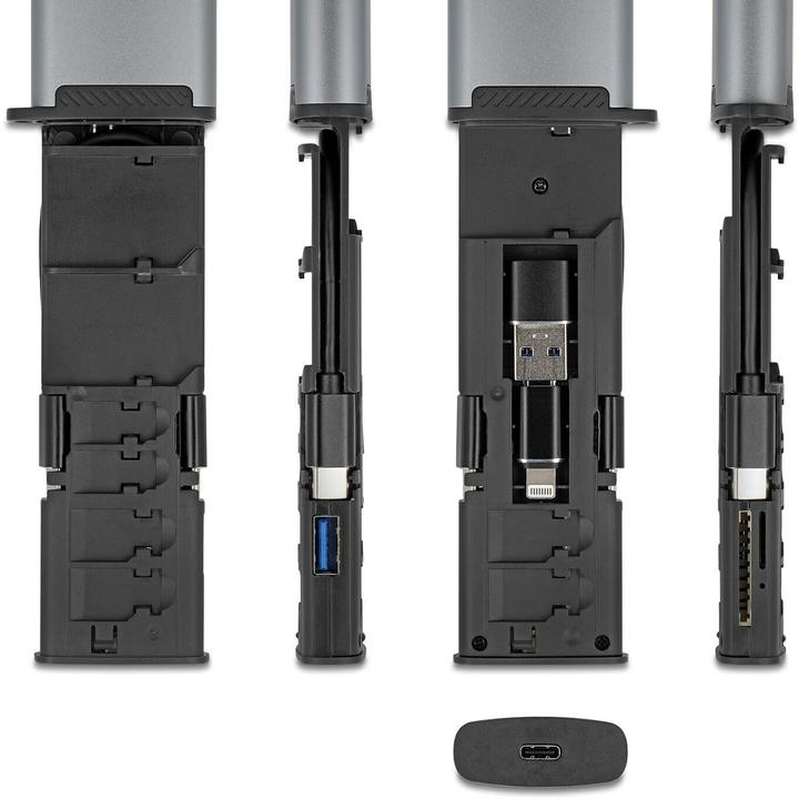 Actual product image Delock USB 5 Gbps card reader with SD and Micro SD slot and storage compartments (USB-C)