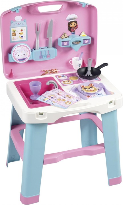 Produktbild Smoby Gabby's Dollhouse Mobile Spielküche (43 x 35 x 76 cm) – Mit 13 Zubehörteilen – für Kinder ab