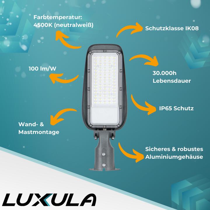 Produktbild Luxula LED-Strassenleuchte, EEK: F, 100W, 10000lm, 4500K, IP65, grau (10000 lm, IP65)