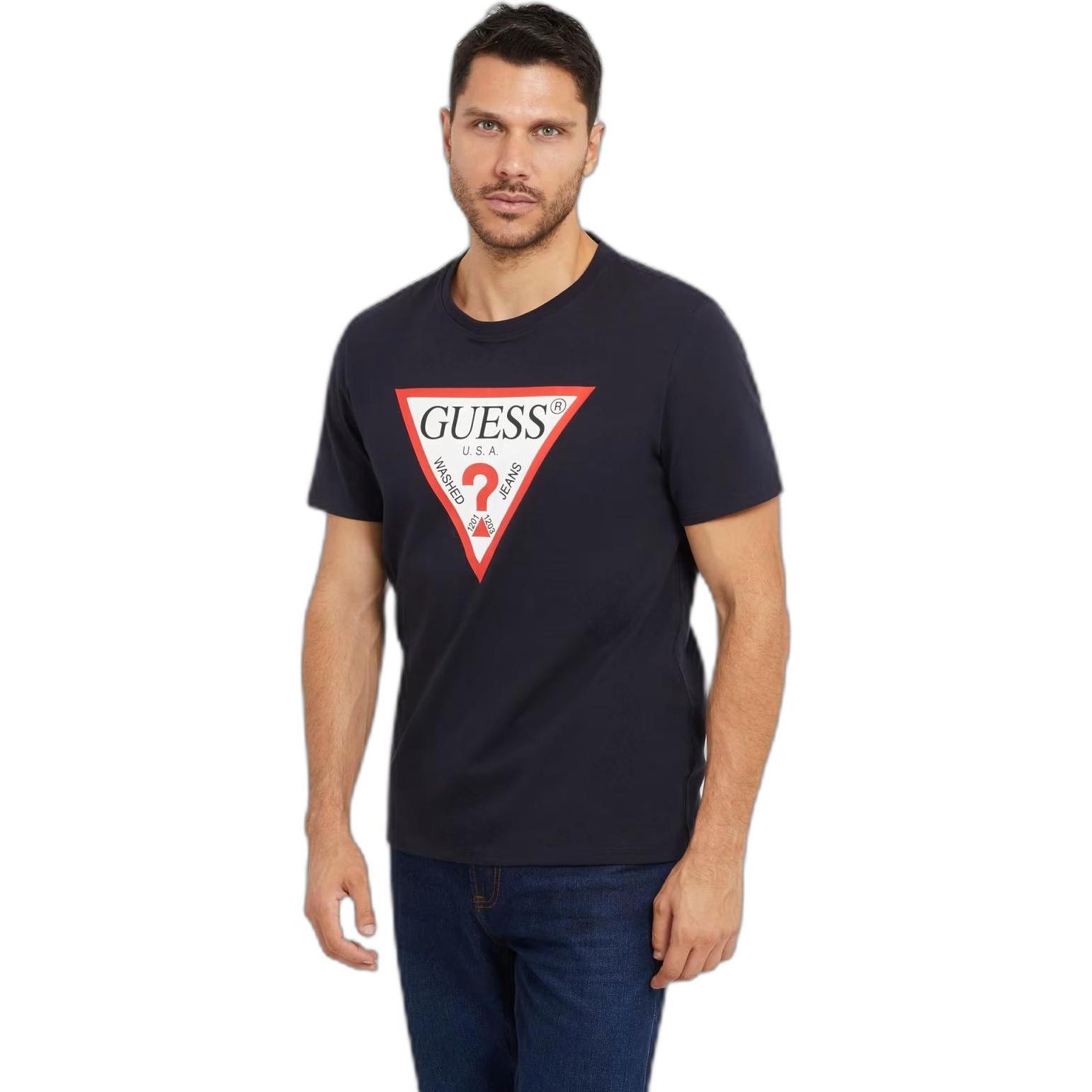 Guess, Herren, Shirt, Logo Original, Blau, (M)