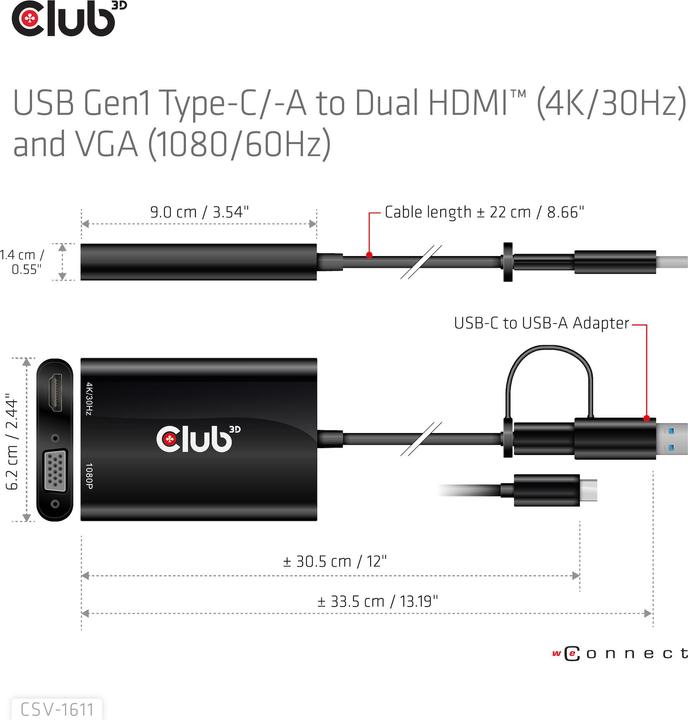 Produktbild Club 3D Club3D Adapter MiniDisplayport > DVI DualLink HDCP Off St/Bu (HDMI, USB Typ-C, VGA, 9.10 cm)