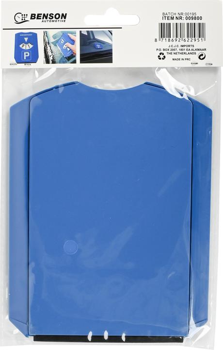 Immagine prodotto Benson Interbosch Parkscheibe + Eisschaber, Parkuhr mit Eiskratzer & Gummilippe, blau, Kunststoff