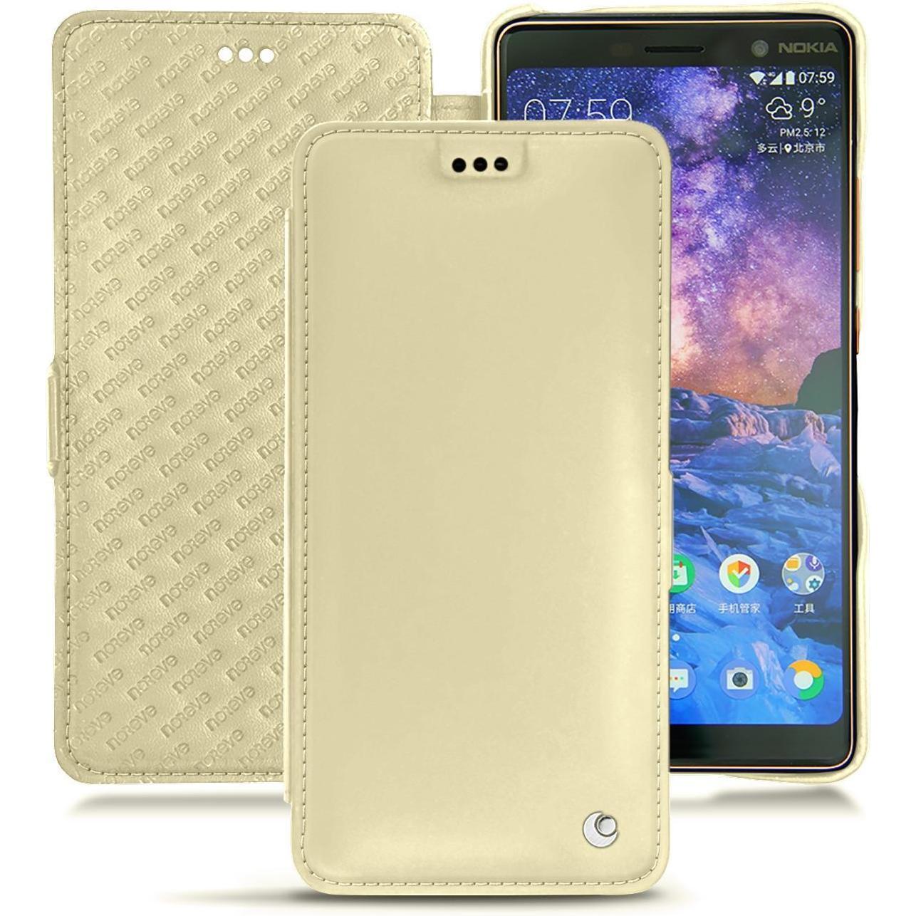 Noreve Lederschutzhülle horizontal (Apple iPhone 7 Plus), Smartphone Hülle, Beige
