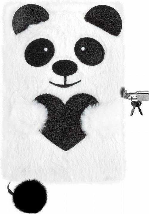 Derform Plüsch-Tagebuch Panda mit Vorhängeschloss (Weicher Einband)