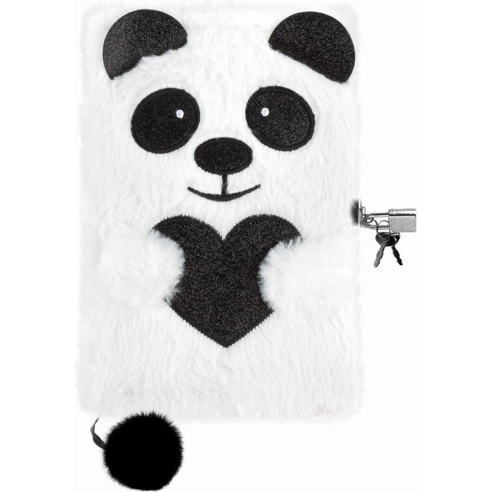 Derform, Quaderni + Bloc notes, Plüsch-Tagebuch Panda mit Vorhängeschloss (Copertina morbida)