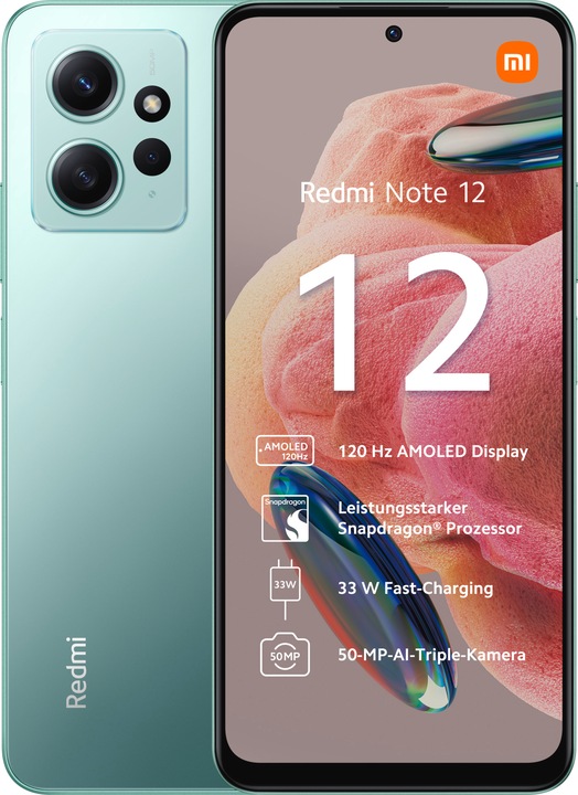 Actual product image Xiaomi Redmi Note 12 (128 GB, Mint green, 6.67", Dual SIM, 50 Mpx, 4G)