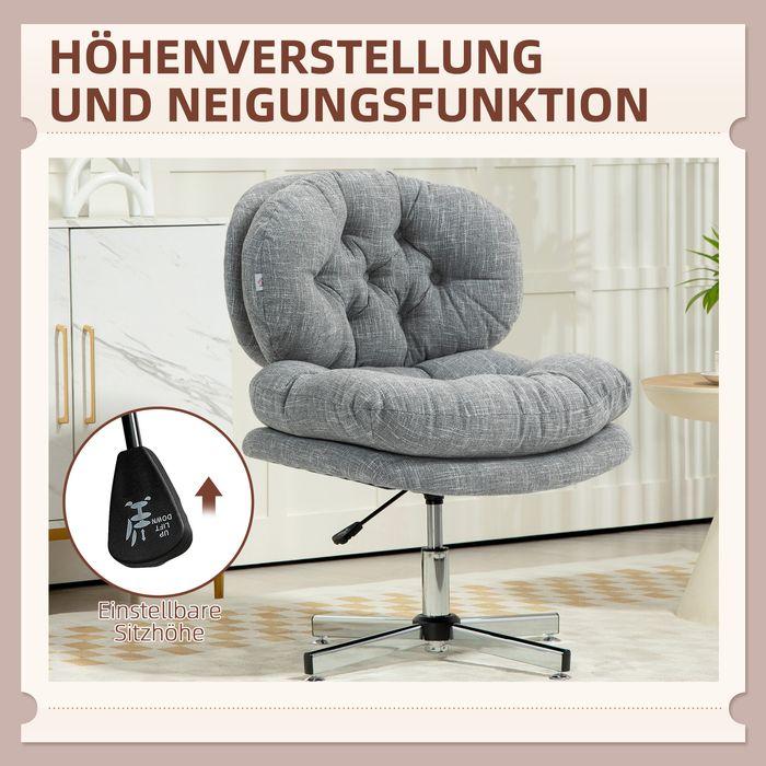 Actual product image Swisshandel24 Bürostuhl, Gepostert Schreibtischstuhl mit Wippfunktion, Leinenoptik, Grau (49 - 59 cm)