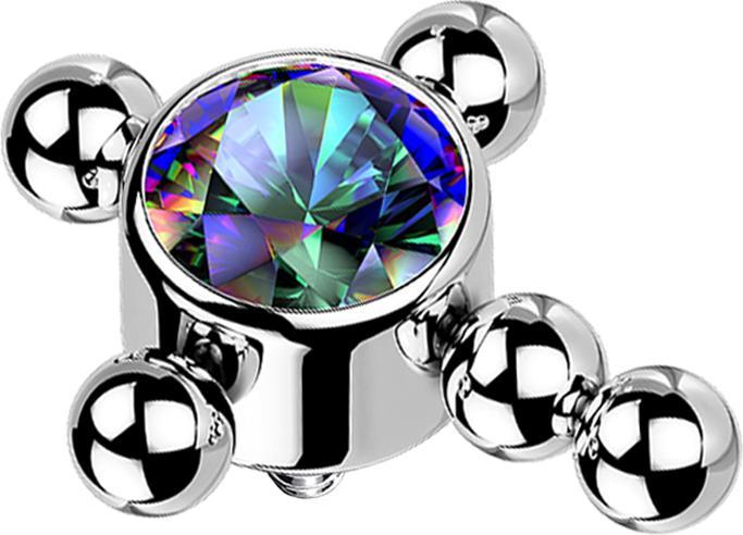 Image du produit Star Piercing Dermal Anchor argent croix boules cristal sombre multicolore (sans laiton, Titane)