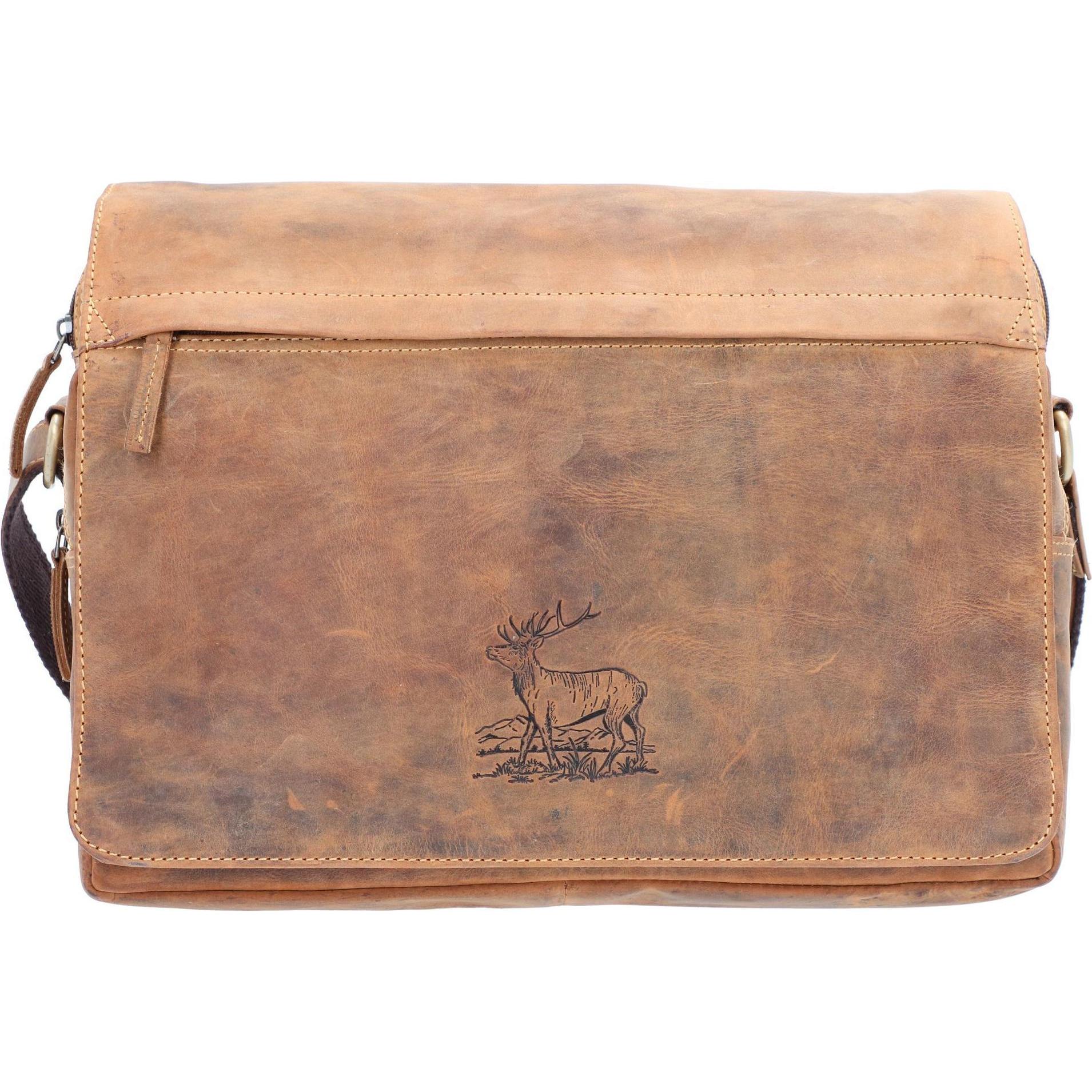 Greenburry, Handtasche, Vintage Umhängetasche Leder 30 cm, Braun
