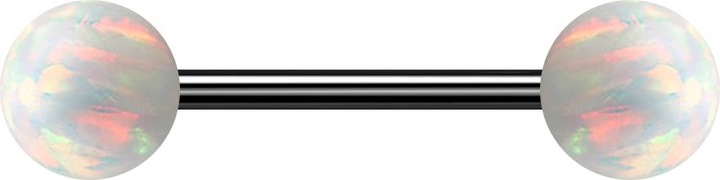 Image du produit Star Piercing Micro Barbell noir avec deux boules opales blanches (sans laiton, Acier chirurgical 316L)