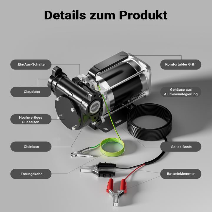 Actual product image Wiltec Transferpumpe 12V 180W Kraftstoffpumpe 57l/min Förderpumpe Diesel/Benzin