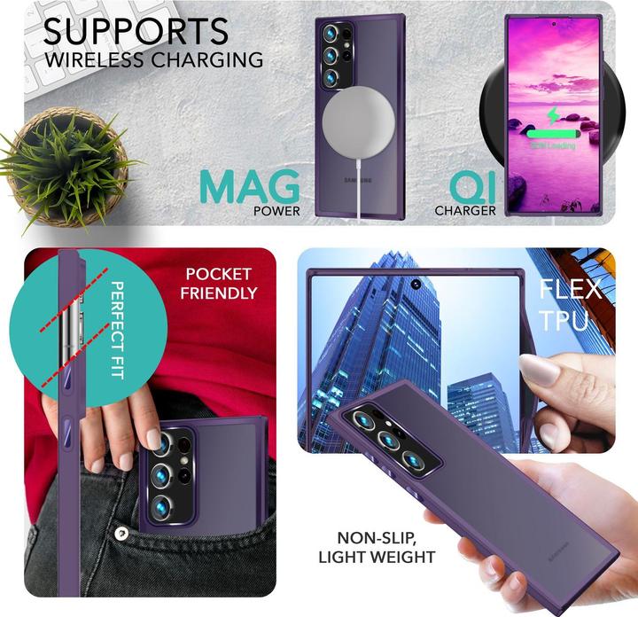 Immagine prodotto Nalia Cover ibrida semitrasparente con 2x vetro di protezione del display e 2x vetro della fotocamera (Samsung Galaxy S23 Ultra)