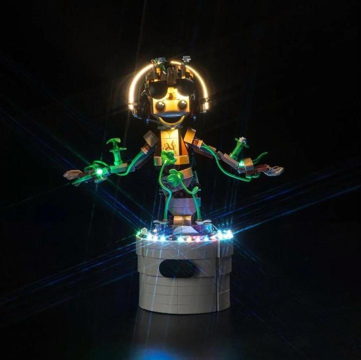 Actual product image BrickBling LED light set for LEGO Marvel: Dancing Groot (76297)