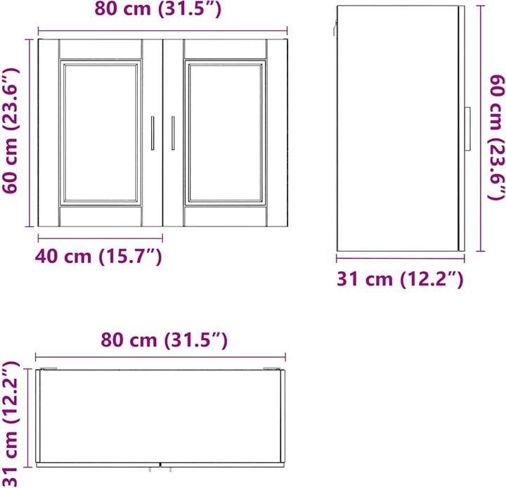 Image du produit VidaXL Armoire murale de cuisine Porto Gris béton Matériau bois Armoire murale de cuisine (80 x 31 x 60 cm)
