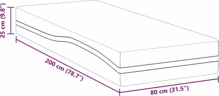 Produktbild vidaXL Memory-Schaum-Matratze (Schaumstoffkern, 80 x 200 cm)