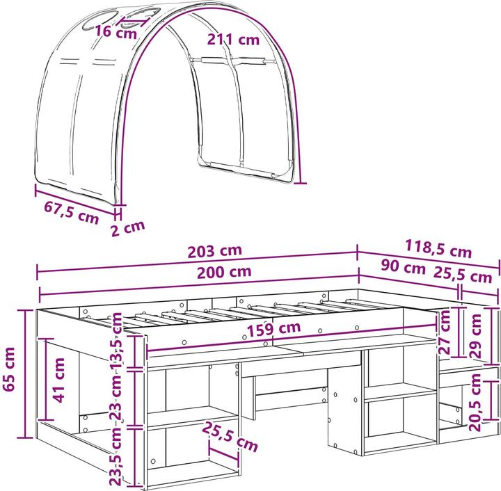 Produktbild vidaXL Moderner Bettrahmen (90 x 200 cm)