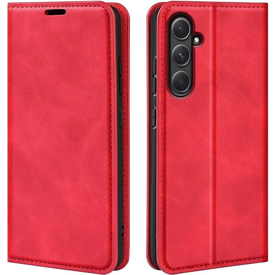 Cover-Discount Galaxy A55 - Stand Flip Case Hülle rot (Samsung Galaxy A55), Smartphone Hülle, Rot