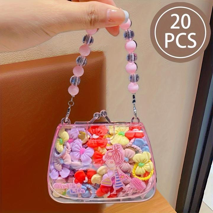 Actual product image Activity Board 20Pcs Sweet Style Harz Haargummis Set für Jugendliche, gemischte Farbe Pflanze Muster, sortierte