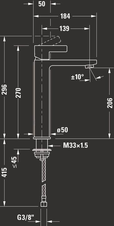 Produktbild Duravit EH-WT-MI D-NEO L ohne Zugstangen-Ablaufgarnitur chrom