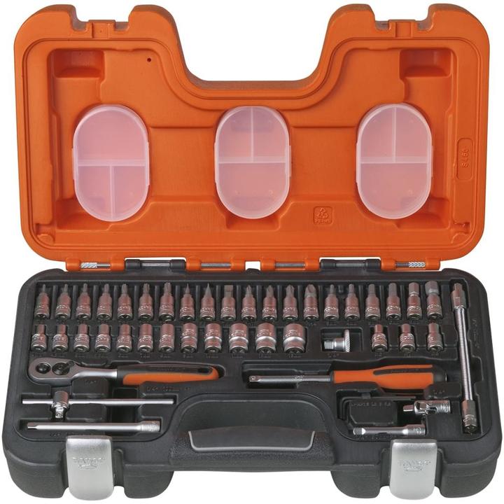 Produktbild Bahco 1/4"-Steckschlüssel-Satz, metrisch, Sechskant, inklusive Schraubendreher-Einsätzen - 46-teilig