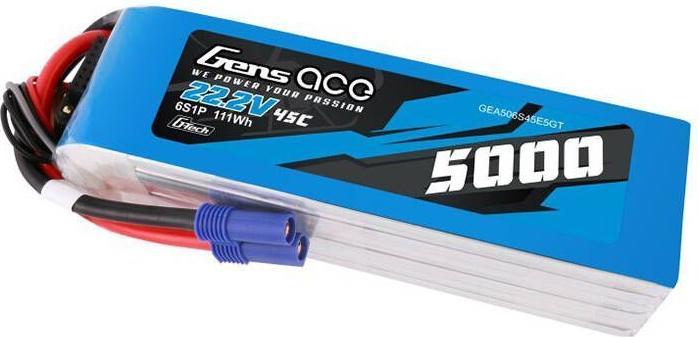 Produktbild Gens Ace LiPo G-Tech 5000mAh 22.2V 45C 6S1P battery with EC5 plug (22.20 V, 5000 mAh)