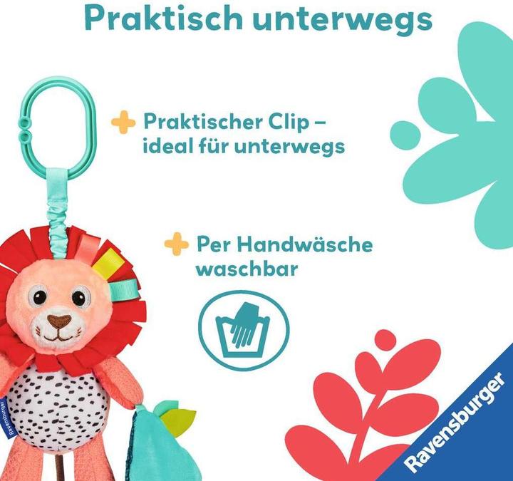Produktbild Ravensburger 4850 play+ Rassel-Löwe, Kuscheltier mit Rassel, Clip zum Befestigen, Zahnungshilfe