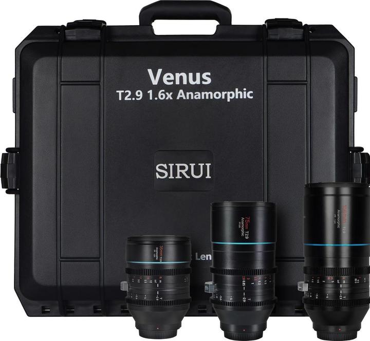 Produktbild Sirui Anamorphic Venus A-L 3x Objektiv-Kit (35mm/75mm/150mm) + Schutzkoffer L-Mount (L-Mount, Vollformat)