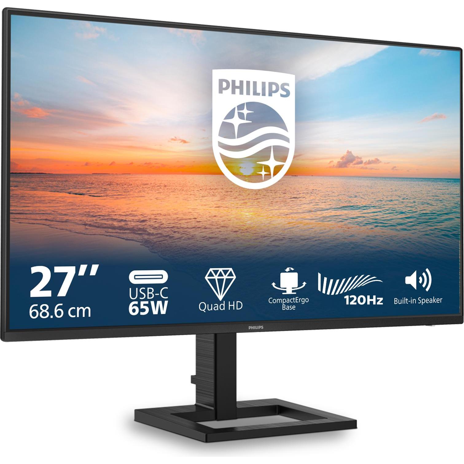 Philips 27E1N1600AE (2560 x 1440 Pixel, 27"), Monitor, Schwarz