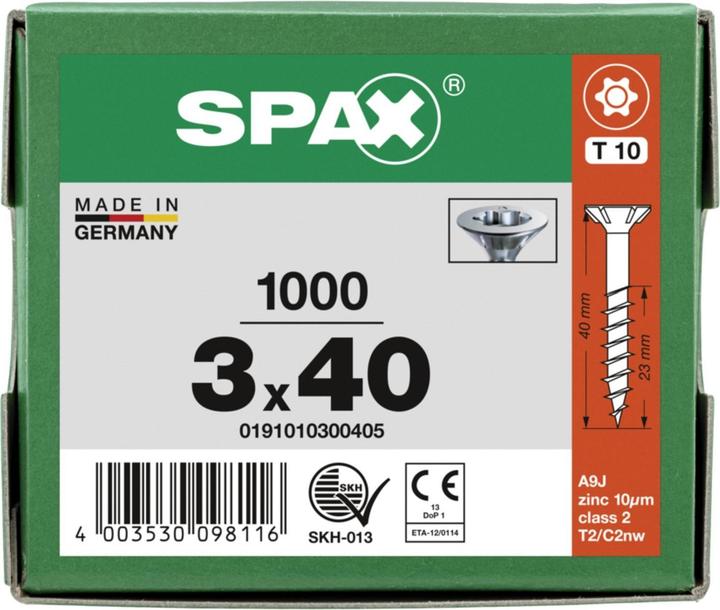 Produktbild Spax Senkkopf Bremsrippen T-Star Plus T10 Teilgewinde Wirox (1000 Schrauben pro Stück)