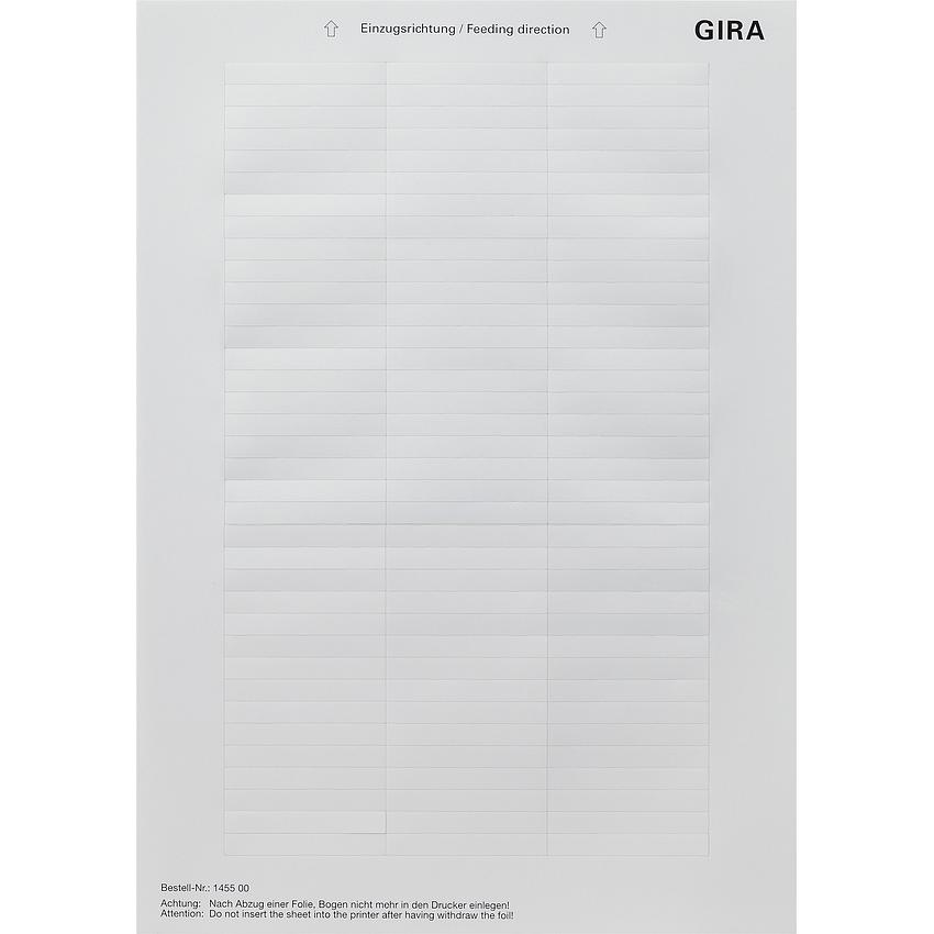 Gira Beschriftungsbogen, Taster + Schalter