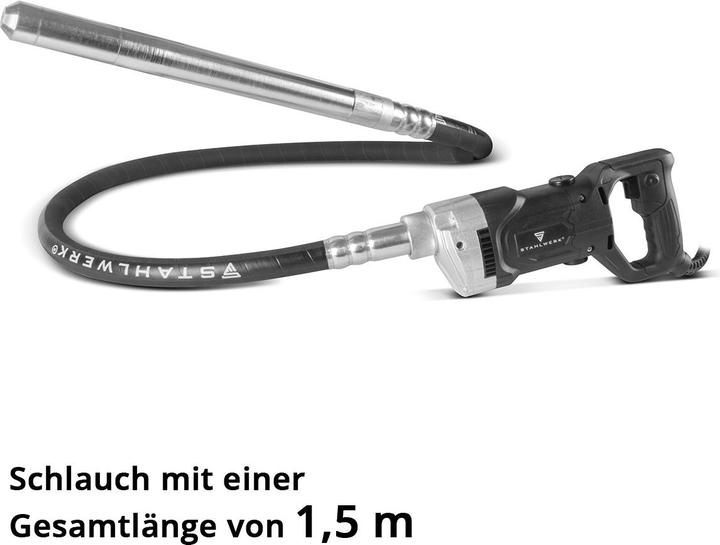 Produktbild Stahlwerk Betonverdichter 900W mit Rüttelflasche 35mm 1,5m Gesamtlänge Innenrüttler für Betonbau