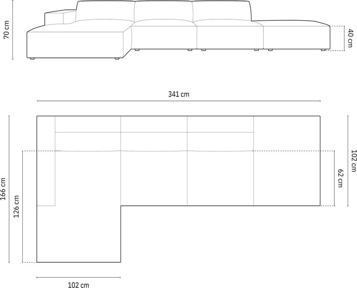 Actual product image Micadoni Velvet Left Corner Sofa, "Jodie", 5 Seats, 341x166x70Made in Europe (Corner sofa)