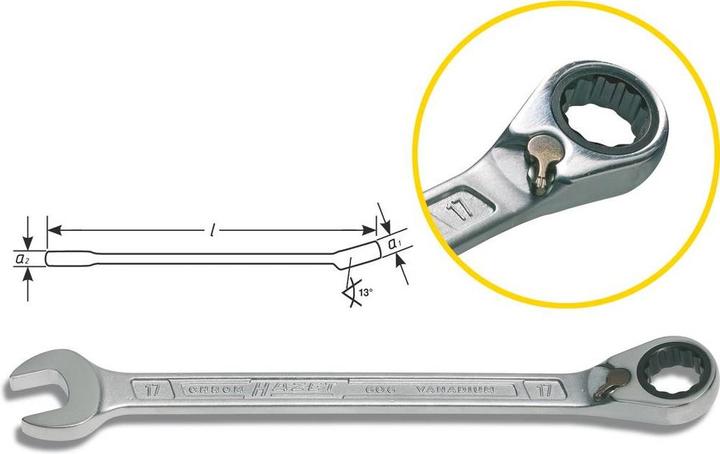 Produktbild HAZET Knarren Ring-Maulschlüssel 606-30 (30 mm)