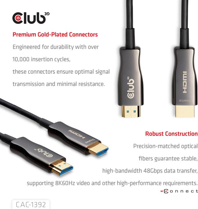 Actual product image Club 3D Club3D HDMI-Kabel A -> A 2.1 aktiv opt. 8K60Hz UHD 30 Meter retail (30 m)